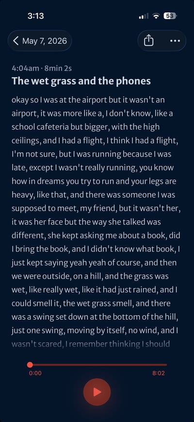Dream view — read your transcript
